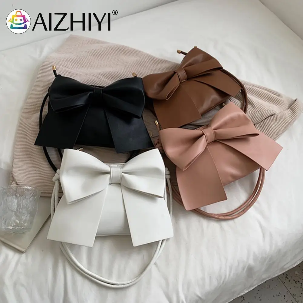 

Women Fashion Bowknot Shape Solid Color Shoulder Bag Casual Ladies Crossbody Bags PU Leather Small Purse