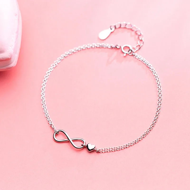 

XIYANIKE Korean Fashion 925 Sterling Silver Party Bracelet for Women Creative Simple Double-layer Bracelets Jewelry Adjustable