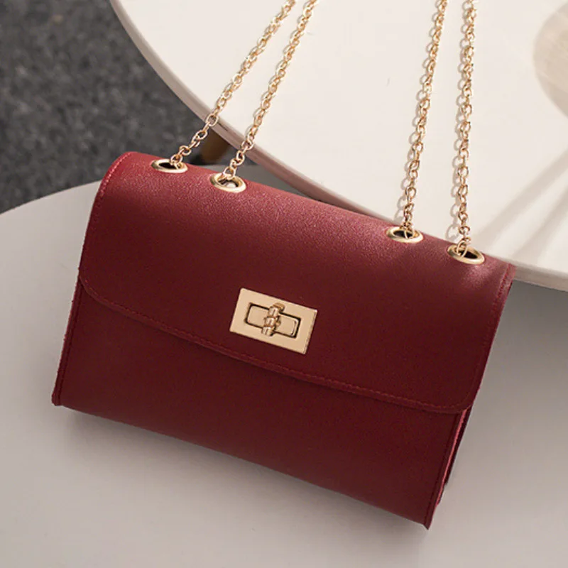 

2019 New Single Shoulder Square Lock Small Square Bag Chain Shoulder Handbag Oblique Handbag Single Shoulder Bag Women Bag