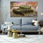Советский тяжелый танк T34 85, декор для гостиной, настенный художественный Декор для дома, холщовые постеры в деревянной рамке