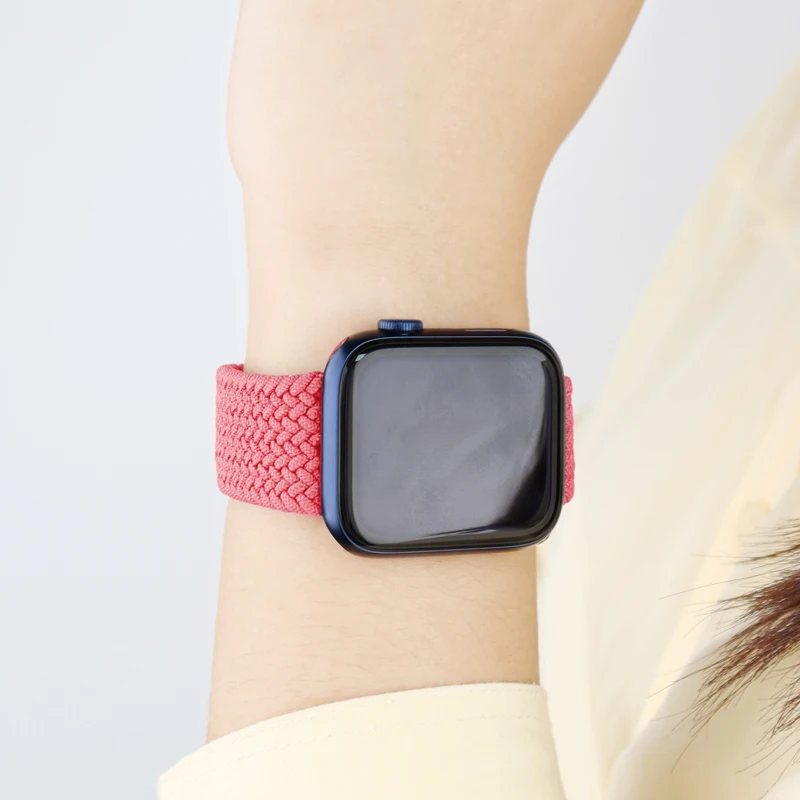 Nylon Braided Loop Strap For Apple Watch 6 Se 5 Band 44mm 40mm 38mm 42mm Smartwatch Elastic Belt Bracelet on iWatch Series 54321