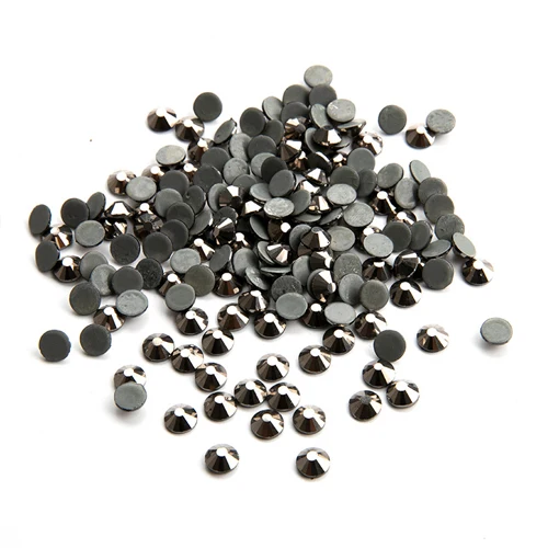 Jet hematite Горячая фиксация Стразы SS6-SS34 полный цвет круглый клей основа стразы серый сзади Кристаллы Стразы Горячая фиксация на рюкзак - Цвет: Jet hematite