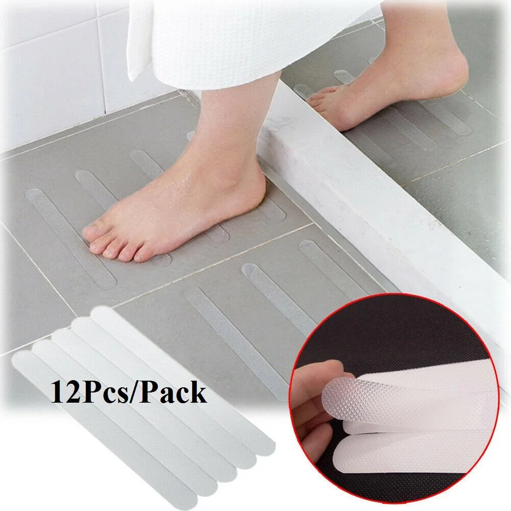 

12Pcs Anti Slip Strip Transparent Non-slip Shower Strip Flower Round Shape Bath Safety Strip for Bathtubs Showers Stairs Floors