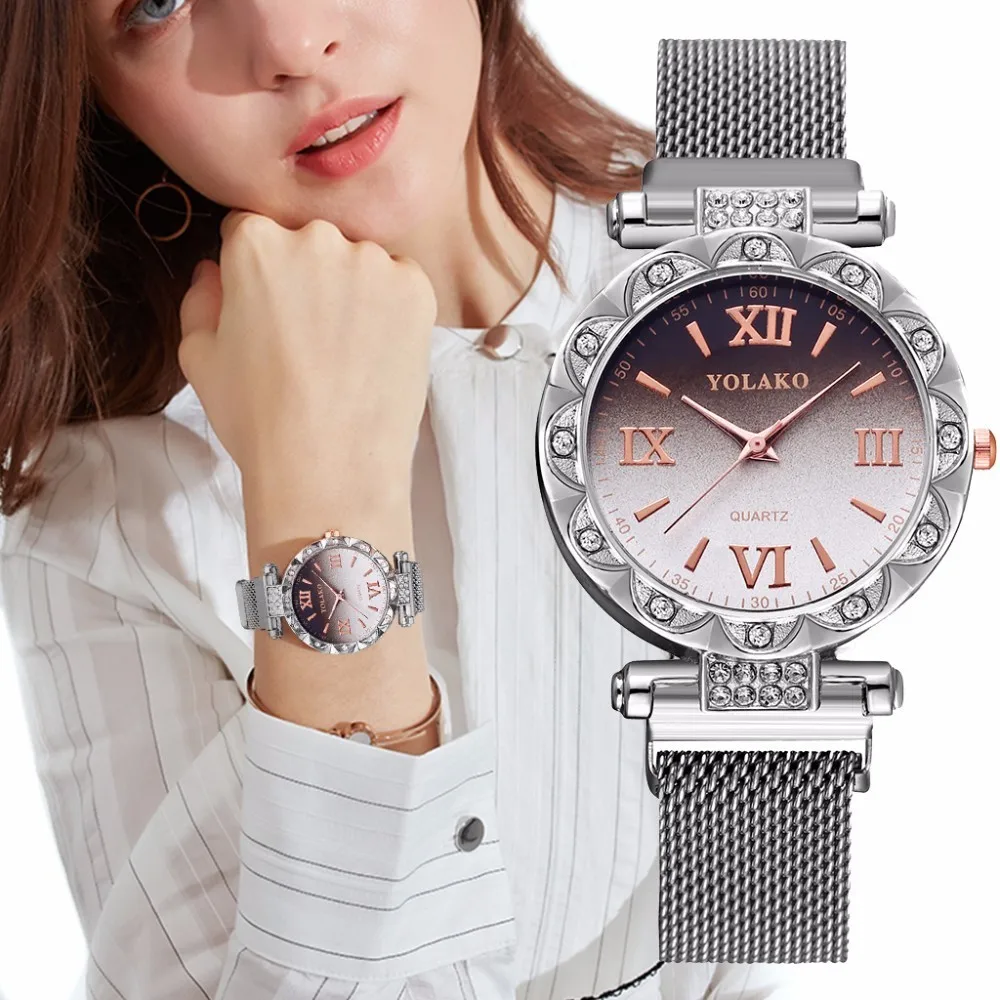 

Luxury ladies watch magnet stainless steel starry sky watches women fashion diamond female clock quartz watch Relogio Feminino