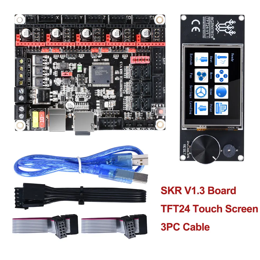 BIGTREETECH SKR V1.3 32 бит контроллер принтера+ TFT24 сенсорный экран+ 5 шт. TMC2208 TMC2209 UART TMC2130 spi MKS GEN L 3d запчасти