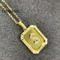 luowend 18k solid yellow gold necklace women diamond engagement necklace birthday gift letter pendant can customize world