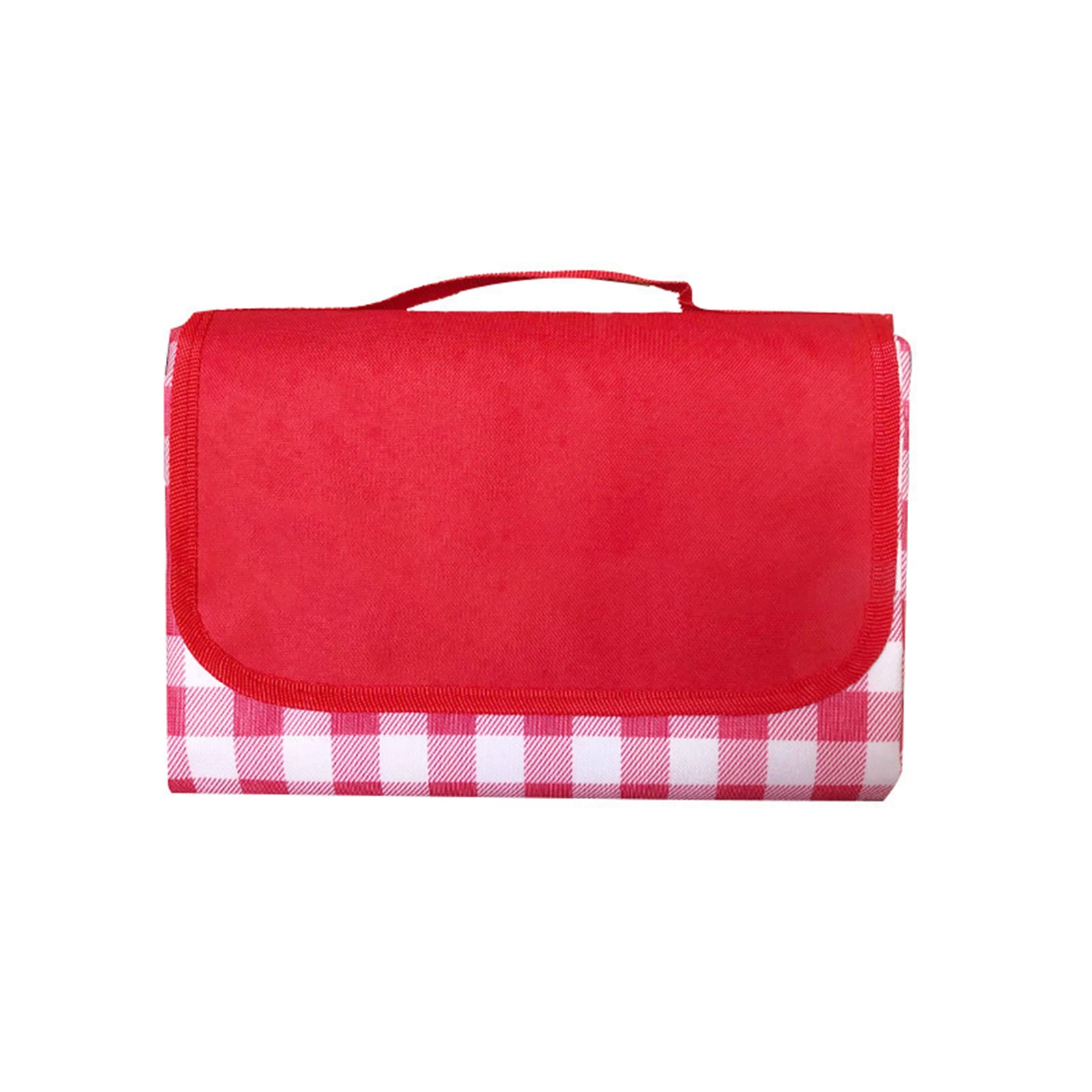 

Oxford Cloth Picnic Mat With Ergonomic Handle, Red-White/Yellow-White Checkered Foldable Picnic Camping Bag Moisture-Proof Mat