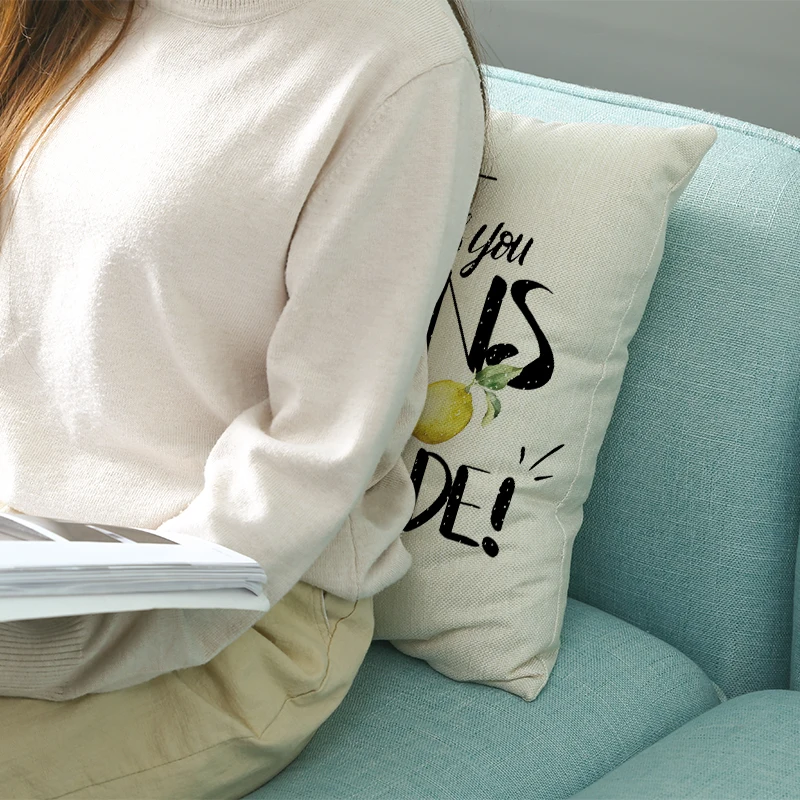 

1Pc Yellow Lemon Printing Decorative Pillowcase Cushion Cover Car Home Party Decor Sofa Pillows Case 45*45cm