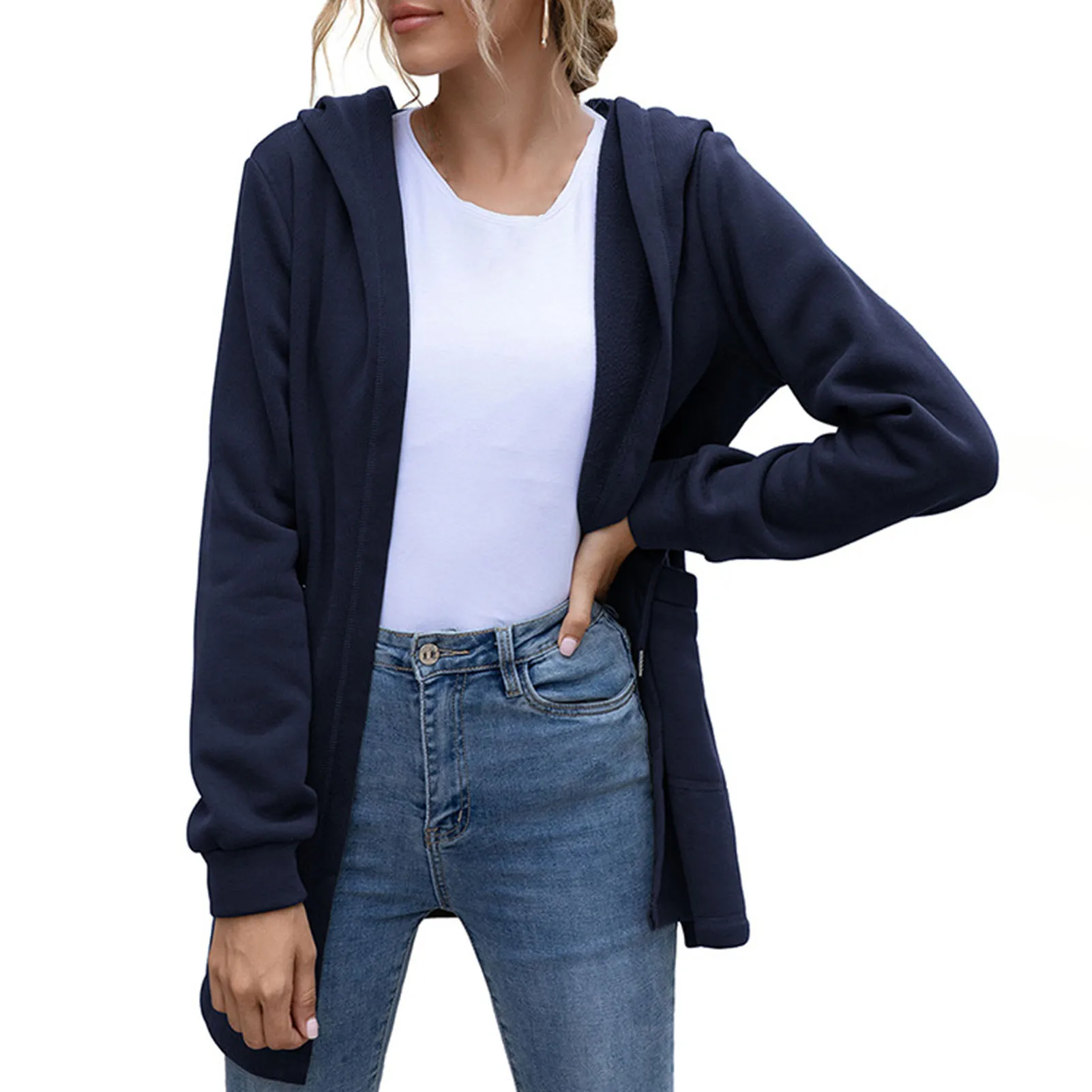 Зимнее теплое модное женское пальто на завязках с капюшоном Женский хлопковый