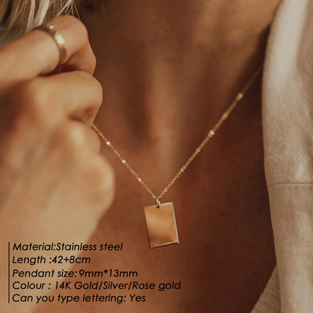 Труба квадратного сечения из нержавеющей стали ожерелье с подвеской для женщин
