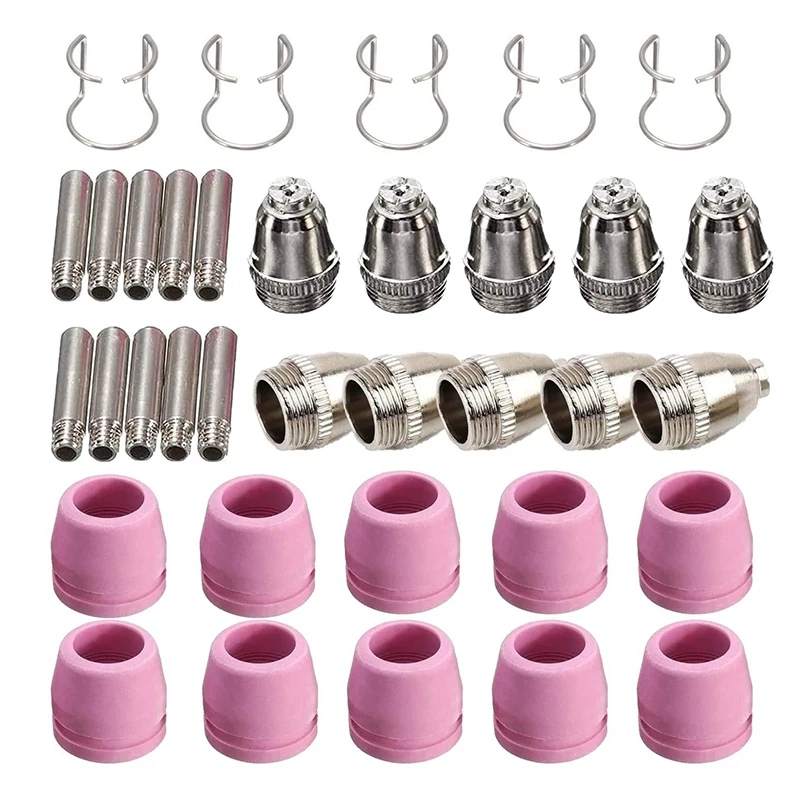 

35Pcs Plasma Cutter Torch Consumables Kit for Pilot Non Press Arc Cutting Accessories Electrode Nozzles Kit SG-55
