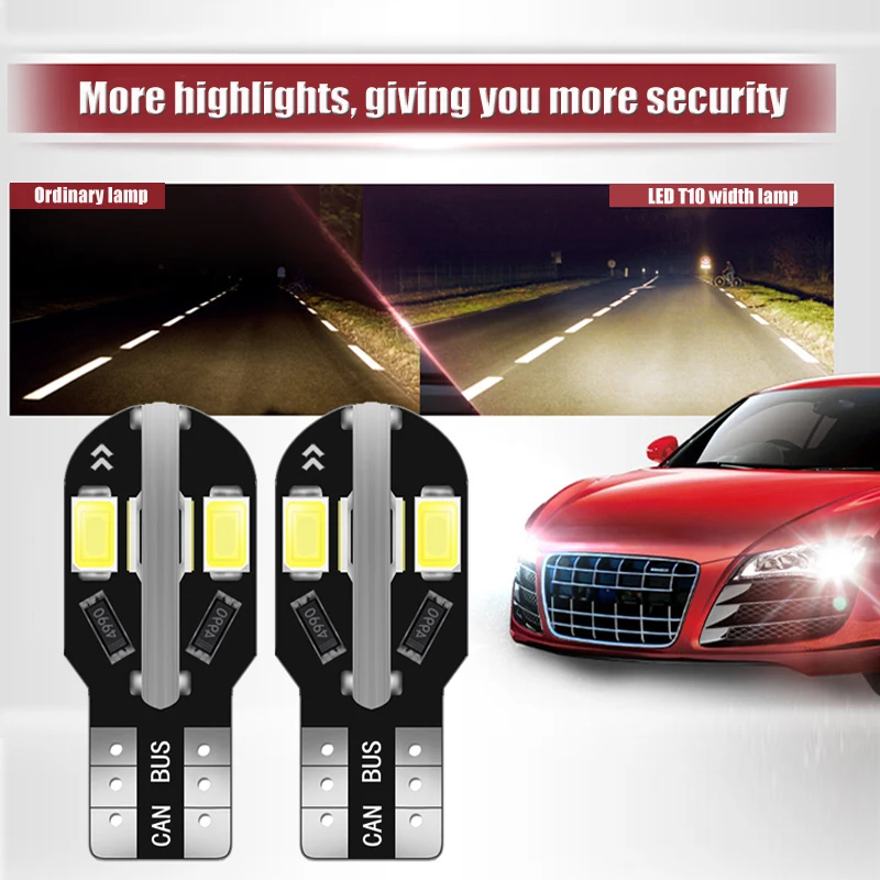 

Лампа автомобисветодиодный светодиодная, T10, 8SMD, 12 В, Canbus, без ошибок, 5730