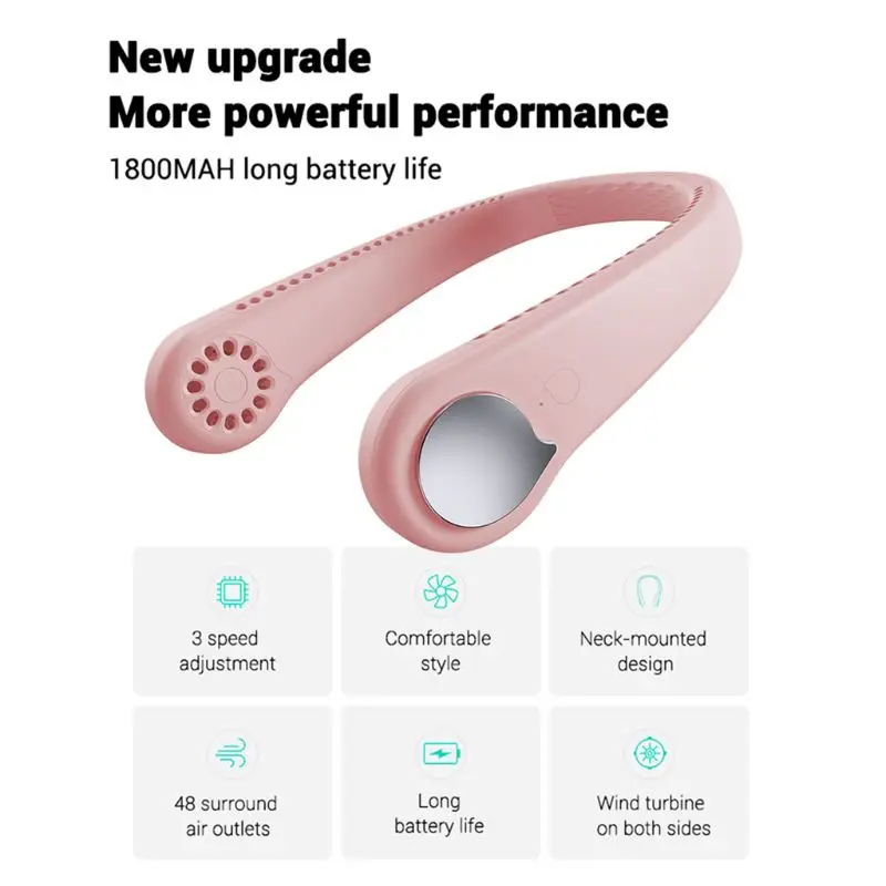 

Portable Personal Hanging Neck Fan USB Rechargeable Wearable Air Cooler Conditioner for Traveling Outdoor Office
