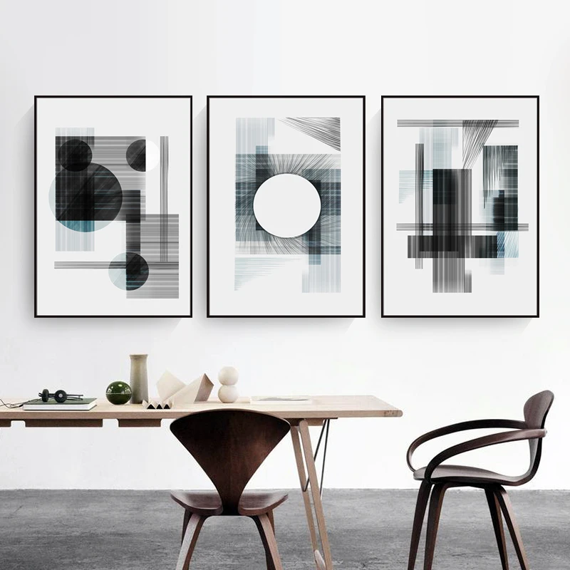 Nordic Минималистский абстрактные Геометрические линии холст Картины Винтаж