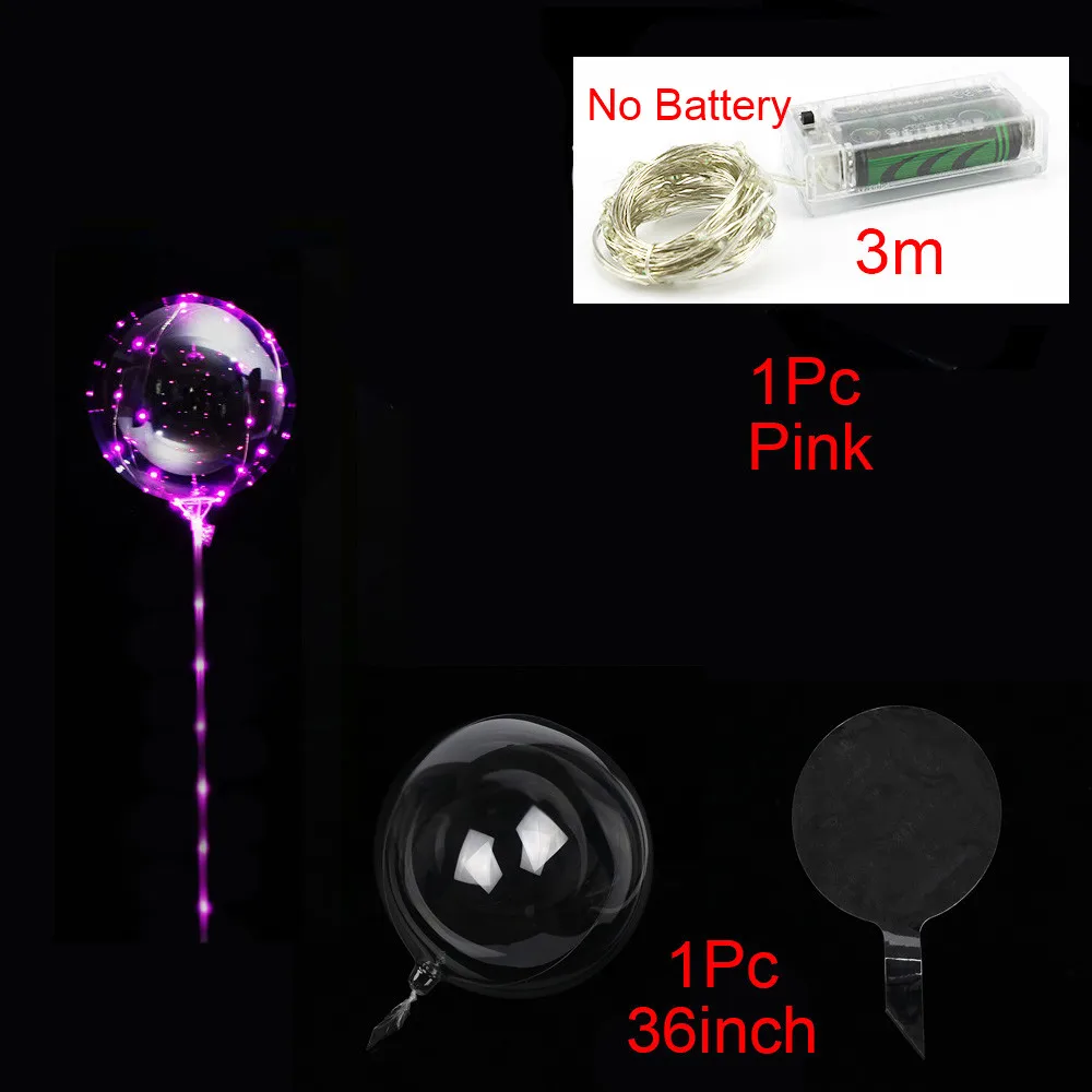 Luminous Led BoBo Balloon Transparent Round Bubble Decoration Wedding Birthday Party Balloon Colorful Light Christmas Tree Decor - Цвет: 36inch Pink