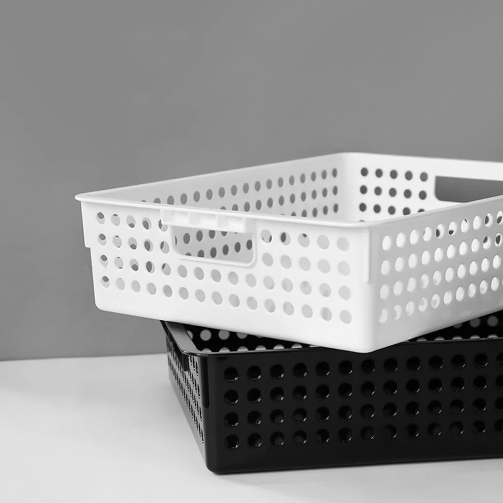 

Plastic Storage Basket File Tray Tabletop A4 Document Magazine Organizer with Handles for Home Office Pantry Bedroom