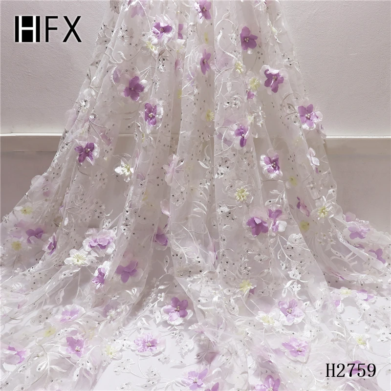 HFX 2019 новый стиль французская сетчатая кружевная ткань 3D цветок африканский тюль