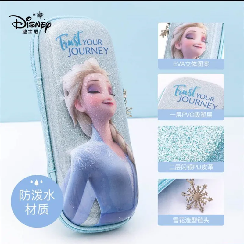 Disney Frozen Carton Pencil Case for Girls Primary Student Elsa Anna Stationery Box Large Capacity Water Proof Light  Mochilar