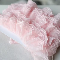 1meter single layer frilled embroidery cloth lace trim for diy crafts costume sewing accessories pink white ivory lace fabric