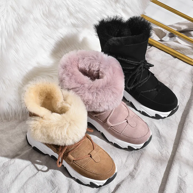 

ASUMER 2020 top quality ankle boots women round toe lace up warm winter snow boots comfortable fashion flat platform shoes woman