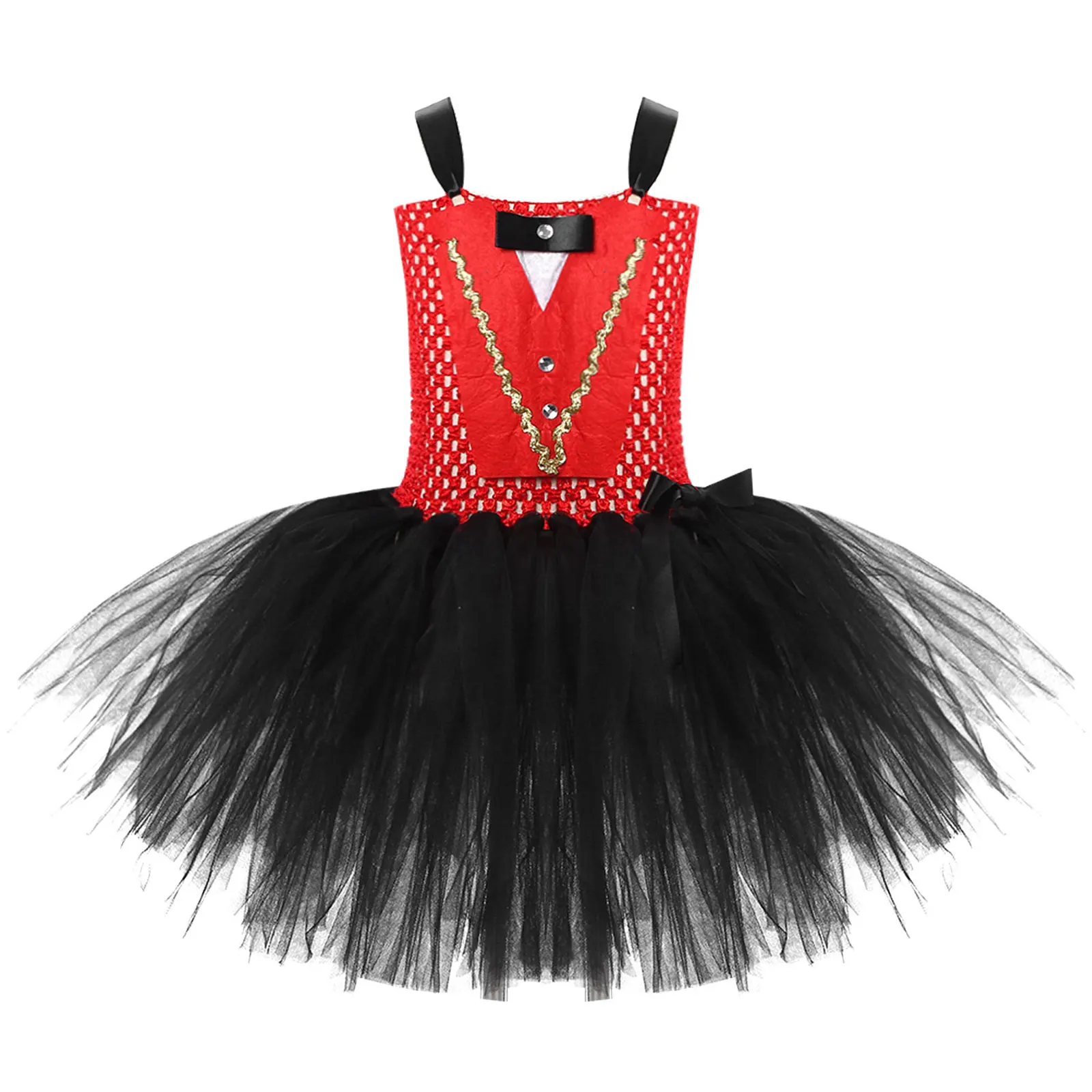 

Kids Girls Tutu Dresses Halloween Christmas Costume Outfits Sleeveless Elastic Crochet Top Bodice with Diamond Pieces Mesh Dress