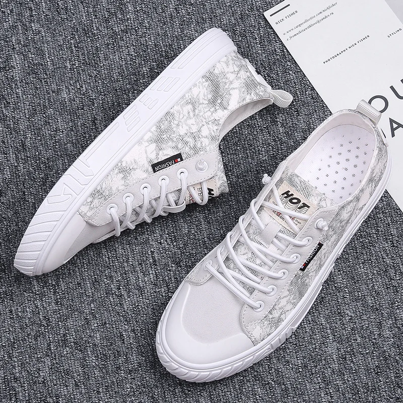 

Men's Shoes Summer Breathable Thin Trendy Shoes White Shoes Korean Fashionable Casual Canvas Sneakers