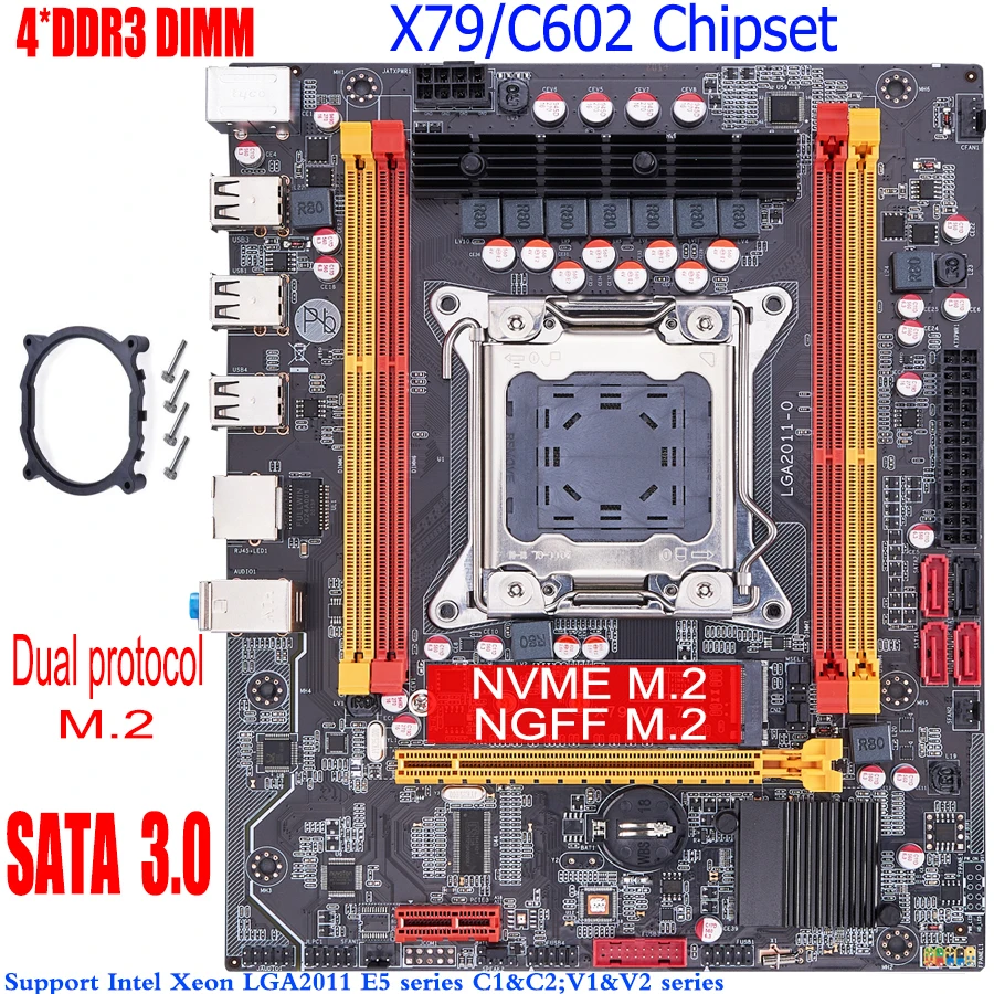 

Чип qiyida X79 материнская плата LGA 2011 материнская плата SATA3 поддержка памяти REG ECC и процессора Xeon E5 DDR3
