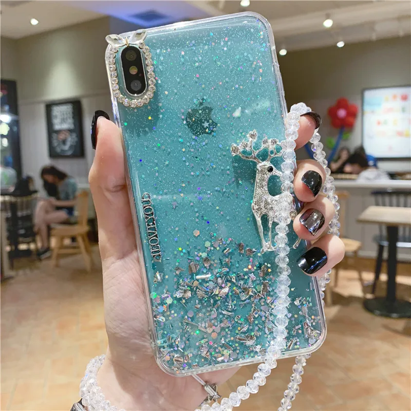 3D Блестящий чехол для телефона с изображением рождественской елки лося мягкий