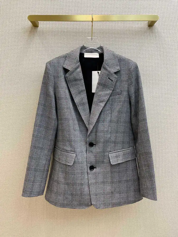 

Женский жаккардовый костюм, офисный жаккардовый костюм в клетку с длинным рукавом, роскошный костюм из мохера, весна 2021