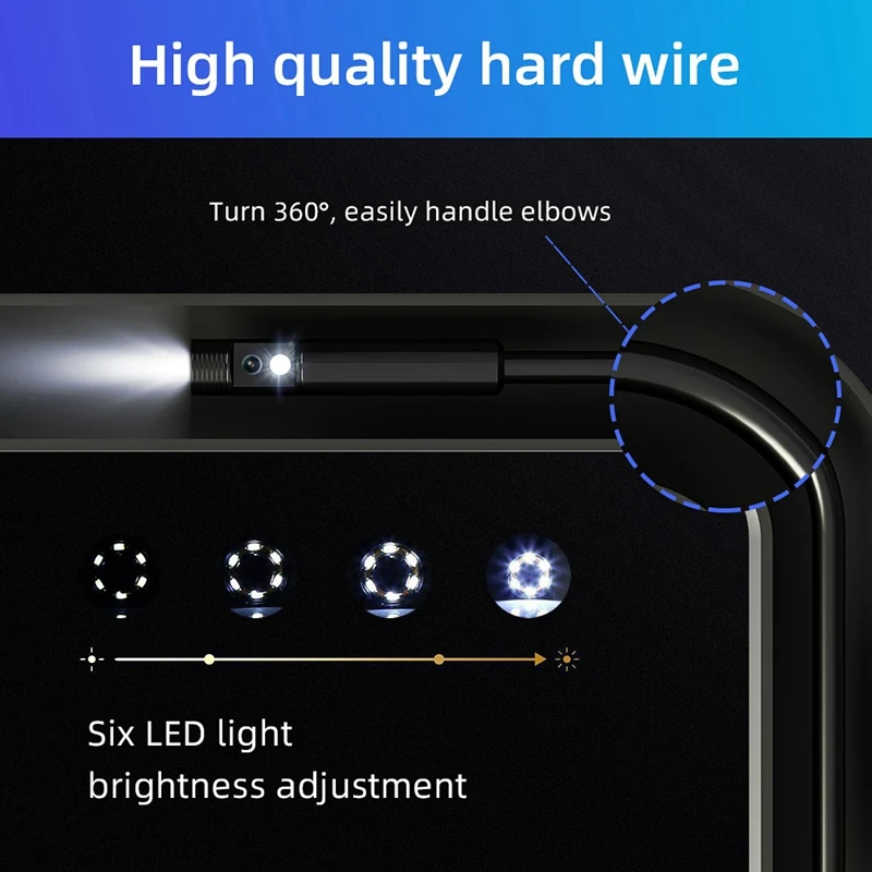 

Dual Lens Borescope Wifi Endoscope Camera 8.0mm with 6 Adjustable LED Lights Working with Android IOS Smartphone 16.4FT
