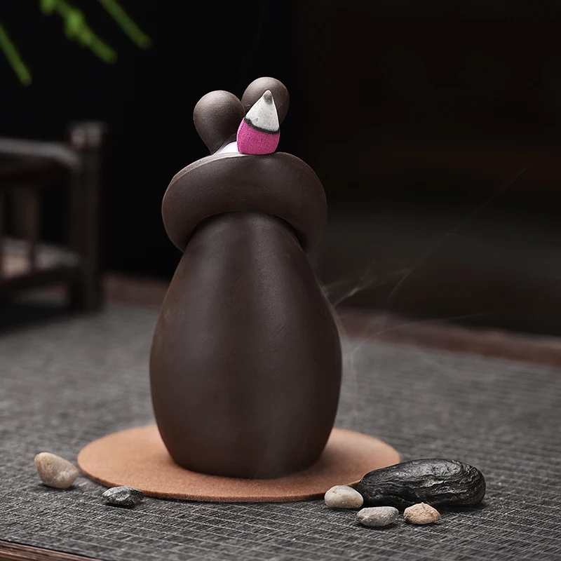 smoke waterfall backflow incense burner creative couple hug incense holder censer ceramic handicrafts home decor gift ornaments free global shipping