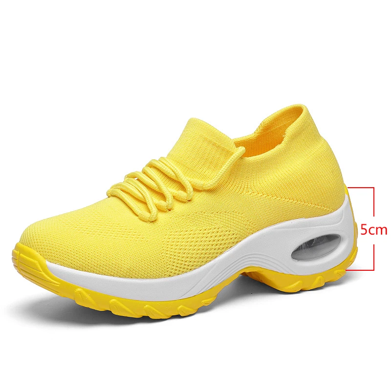 

Women Chunky Sneakers Platform Shoes Spring Yellow Sneakers Female Casual Shoes Mesh Breathable Comfort Women Shoes Korean 2020