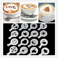 16pcs coffee stencils fancy coffee printing model foam spray cake stencils coffee drawing cappuccino mold powdered sieve tools