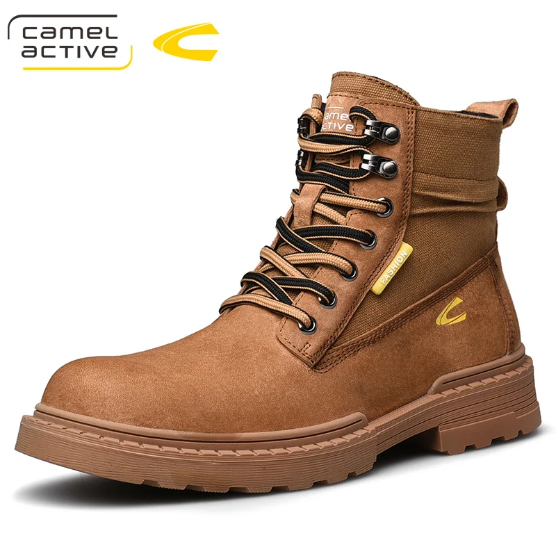 Мужские ботинки из натуральной кожи Camel Active черные водонепроницаемые для работы