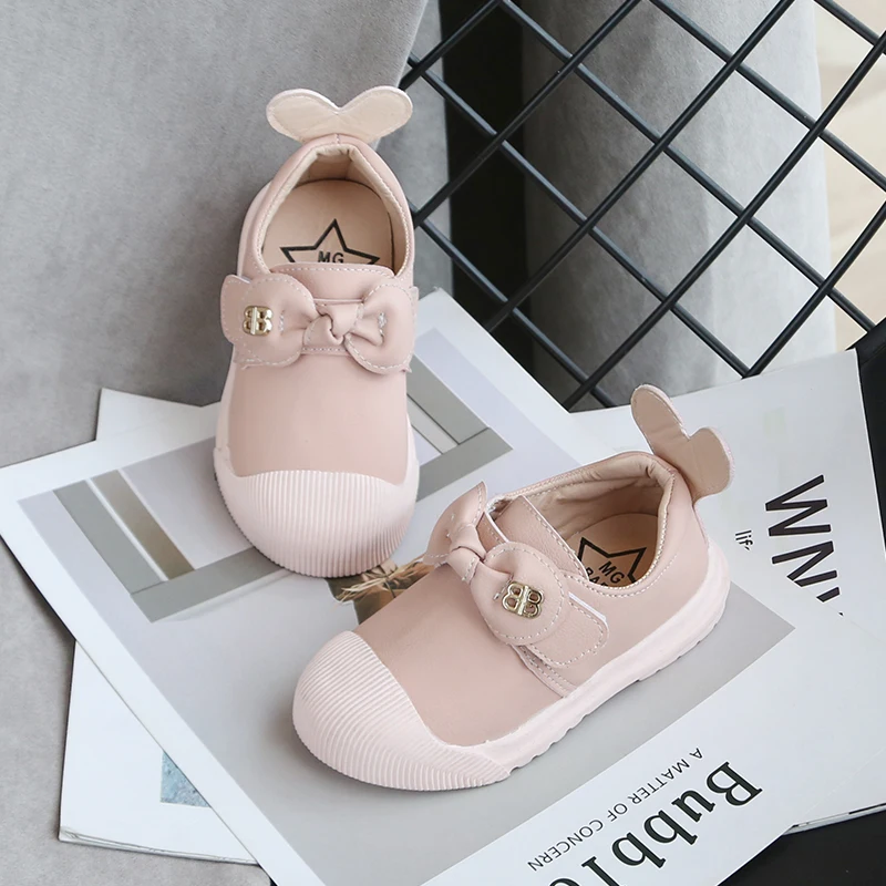 2019 осенние милые кроссовки из искусственной кожи с бабочкой на мягкой подошве