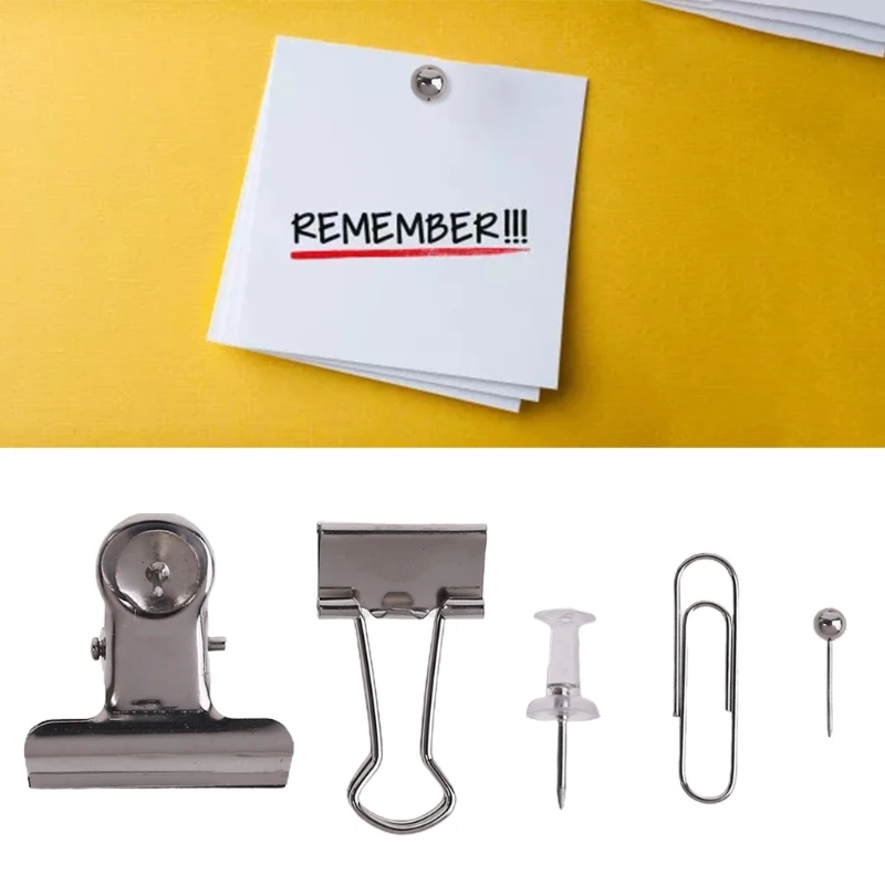 

500pcs Paper Clips Binder Clip Map Thumbtacks Round Head Push Pins with Box Office School Home Supplies