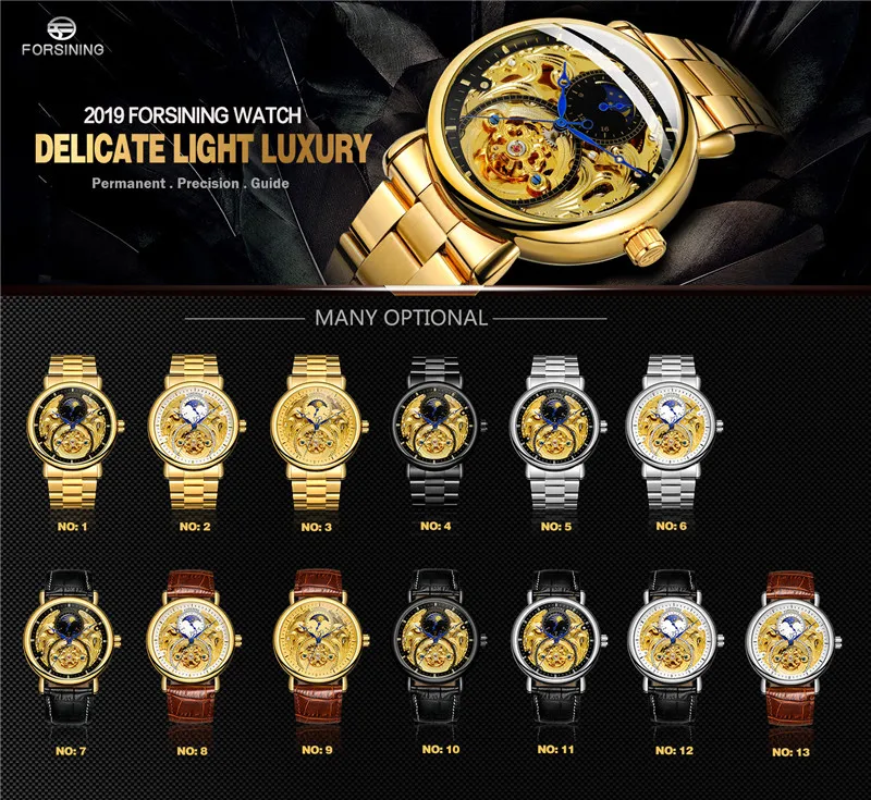 FORSINING автоматические механические мужские наручные часы Военные Спортивные
