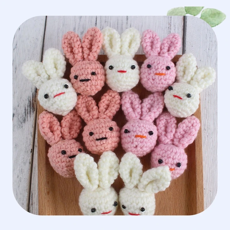 

Handmade Crochet Cotton Rabbit Chewable Knitting Beads Infant Newborns Teether Toy DIY Baby Pacifier Chain Accessories