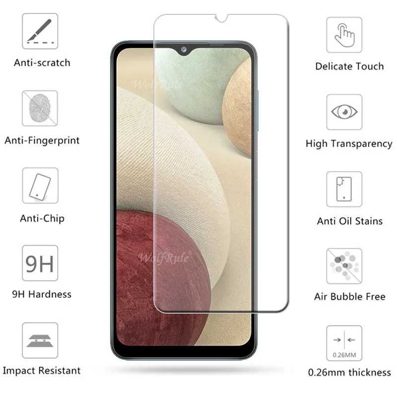 Protector de cristal templado para Samsung Galaxy A12, pel&iacute;cula protectora de pantalla de lente de c&aacute;mara para Samsung Galaxy A12 M12-2