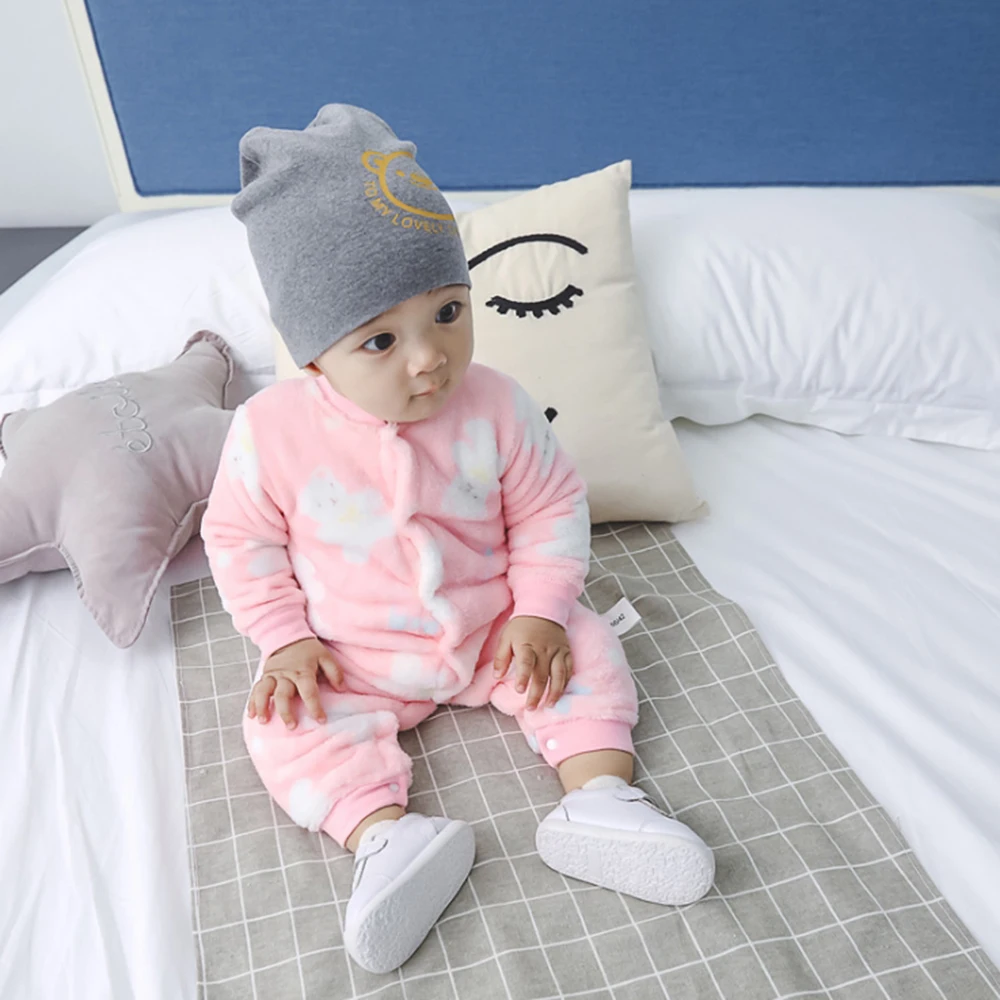 CALOFE Baby Rompers Winter Warm Longsleeve Coral Fleece Newborn Baby Boy Girl Clothes Infant Jumpsuit Animal Overall Pajamas