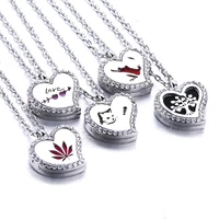 new aromatherapy jewelry essential oil diffuser necklace love heart open perfume lockets pendants aroma diffuser necklace
