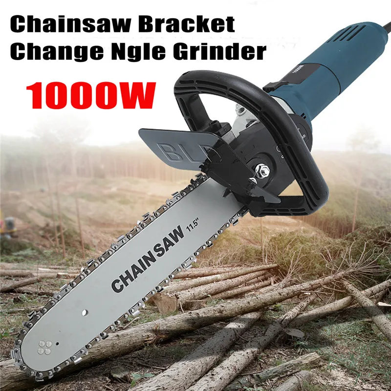 

1000W 11000rpm 6 Speed Adjustable Electric 100 Angle Grinder + M10 Chainsaw Woodworking Cutting Chainsaw Bracket Change Grinder