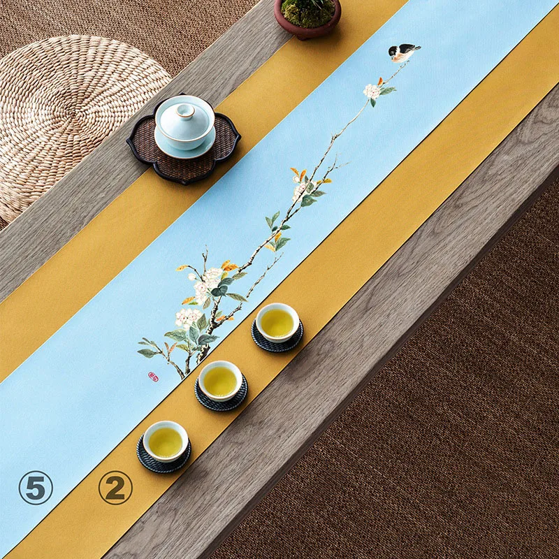 

ZZKJ Vintage Table Runner Linen Cotton Home Dining Flower Pattern Table Flag Chinese Style Table Cloth