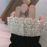 harajuku gothic vintage aesthetic hollow silver colour butterfly rings for women girl dating punk jewellery sale wholesale
