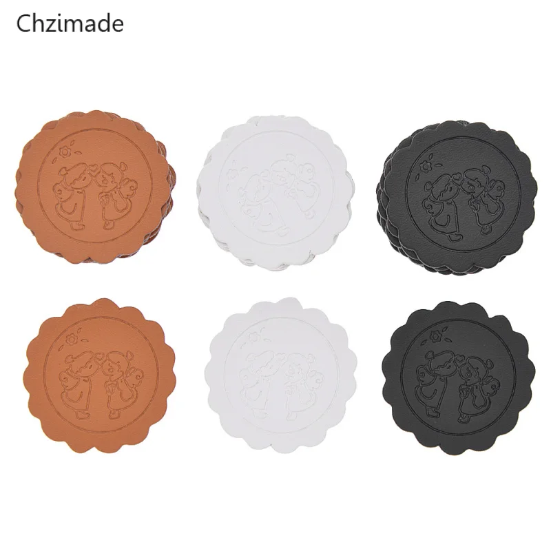 Круглые этикетки из искусственной кожи для мальчиков и девочек 8 шт./лот бирки