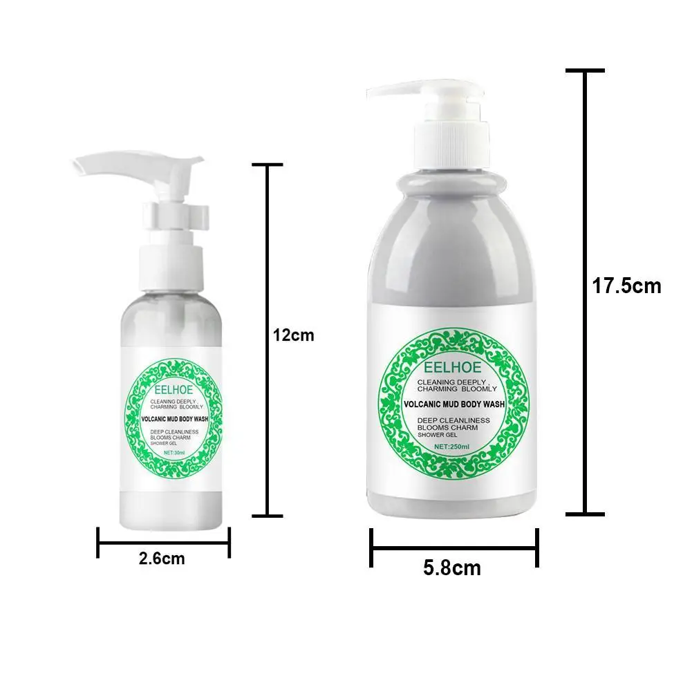

30ML/250ML Whitening Volcanic Mud Shower Gel Deep Body Clean Gel Care Moisturizing Shower Exfoliating Whole Skin Wash Wash K3W3
