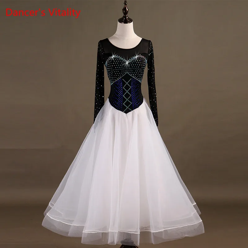 

Custom made Ballroom Dance Dresses Lady's Long Sleeve Waltz Dancing Costumes Women Girls Ballroom Competition Dance Dress