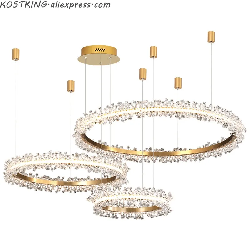 Современная хрустальная люстра освещение для гостиной Золотое кольцо
