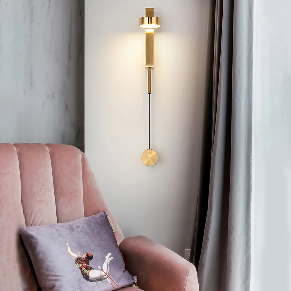 

Sconces Iron Art Stairs Bedroom Nordic Style Modern LED Wall Light Rotation Dimming Living Room Home Decor Balcony Knob Switch