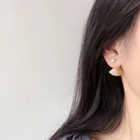 14k gold natural freshwater pearl fan fashion elegant retro wedding stud luxury charm earrings jewelry for women gift